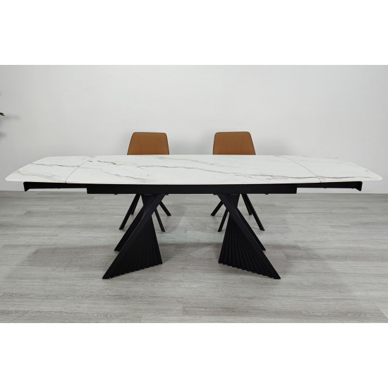 Стіл обідній розкладний EDMUND CERAMIC 160(240)*90 білий мат/чорний 7