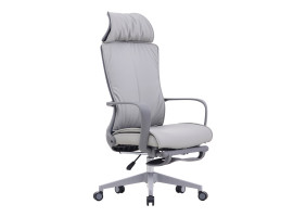 Кресло компьютерное EVIS F серая экокожа / серый каркас с подставкой для ног