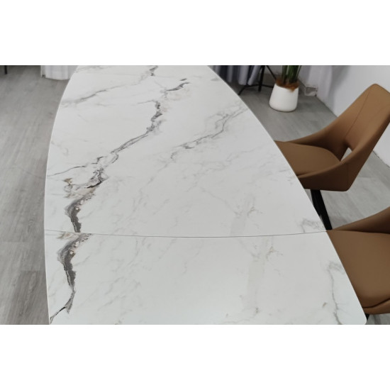 Стіл обідній розкладний EDMUND CERAMIC 160(240)*90 білий мат/чорний 10