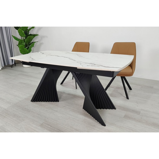 Стіл обідній розкладний EDMUND CERAMIC 160(240)*90 білий мат/чорний 4