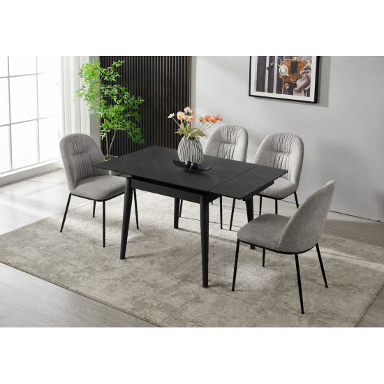 Стіл обідній розкладний AVENTO CERAMIC 80(130)*80 чорний / чорний 7