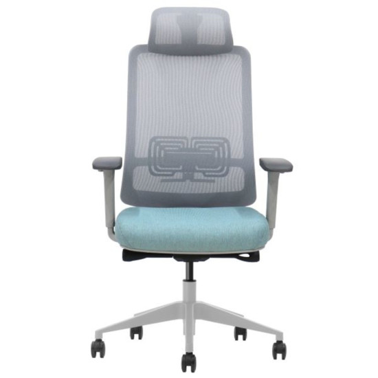 Офисное кресло TERRY серое/зеленая ткань/серый каркас 2