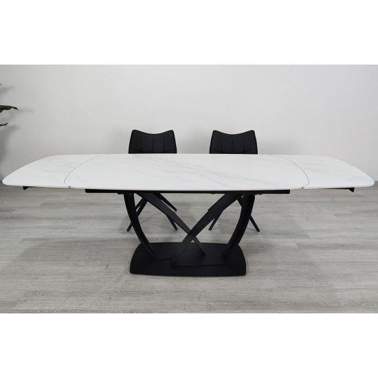 Стіл обідній розкладний TYLER CERAMIC 160(240)*90 білий мат/чорний 7