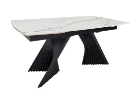 Стіл обідній розкладний EDMUND CERAMIC 160(240)*90 білий мат/чорний