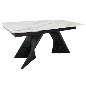 Стіл обідній розкладний EDMUND CERAMIC 160(240)*90 білий мат/чорний