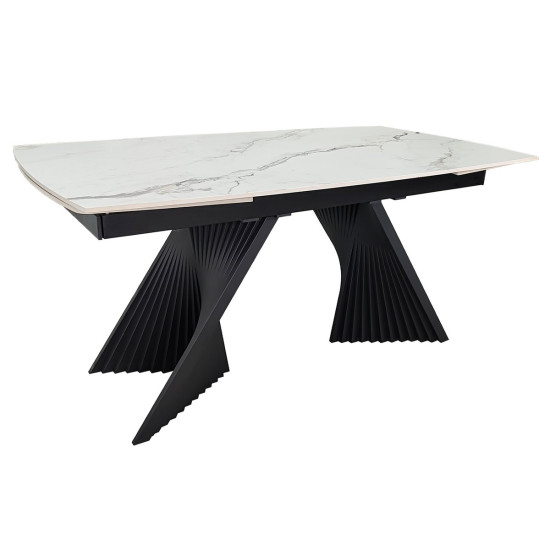 Стіл обідній розкладний EDMUND CERAMIC 160(240)*90 білий мат/чорний 1