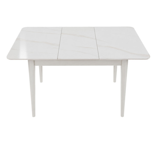 Стіл обідній розкладний TALLINN CERAMIC 90(120)*70 білий глянець / кашемір 2