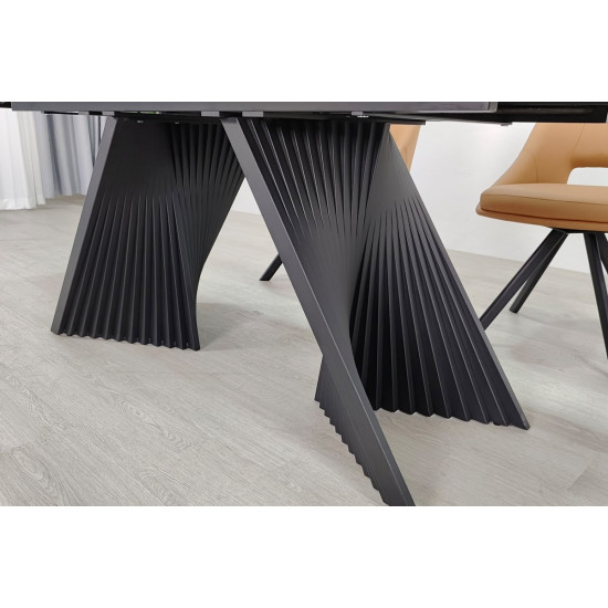 Стіл обідній розкладний EDMUND CERAMIC 160(240)*90 білий мат/чорний 8