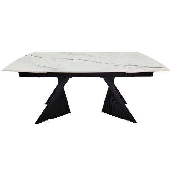 Стіл обідній розкладний EDMUND CERAMIC 160(240)*90 білий мат/чорний 3