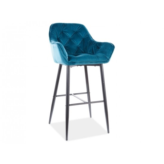 Барный стул CHERRY H-1 VELVET черный каркас / БИРЮЗА BLUVEL 85 CHERRYH1VCTU 1