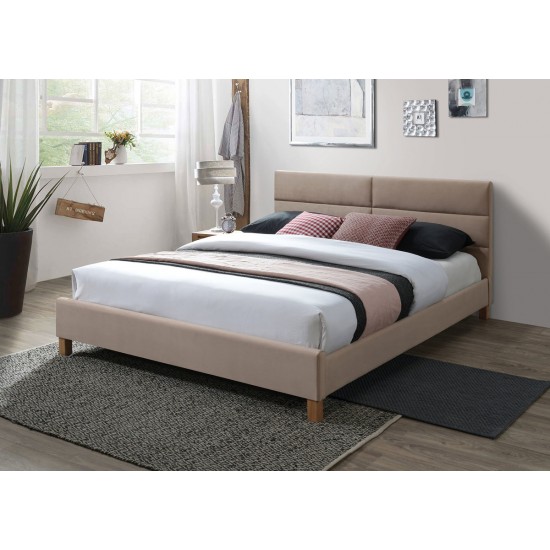 Кровать SIERRA VELVET 160x200 беж / дуб SIERRAV160BED 1