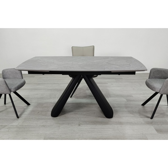 Стіл обідній розкладний GREYSON CERAMIC 160(240)*90 сірий мат/чорний 4