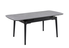 Раскладной обеденный стол DUBLIN CERAMIC 120(180) × 80, светло-серый/черный каркас