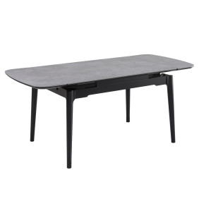 Раскладной обеденный стол DUBLIN CERAMIC 120(180) × 80, светло-серый/черный каркас