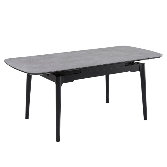 Раскладной обеденный стол DUBLIN CERAMIC 120(180) × 80, светло-серый/черный каркас 1