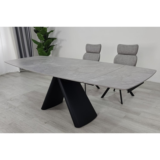Стіл обідній розкладний GREYSON CERAMIC 160(240)*90 сірий мат/чорний 9
