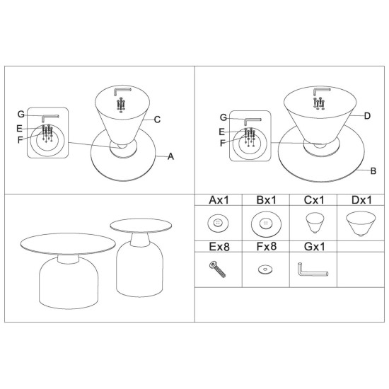 Журнальный столик MONTANA Белый глянец / Черный (к-кт) 8