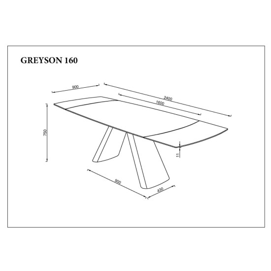 Стіл обідній розкладний GREYSON CERAMIC 160(240)*90 сірий мат/чорний 10