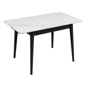 Стол обеденный раскладной TALLINN CERAMIC 90(120)*70 белый / черный каркас