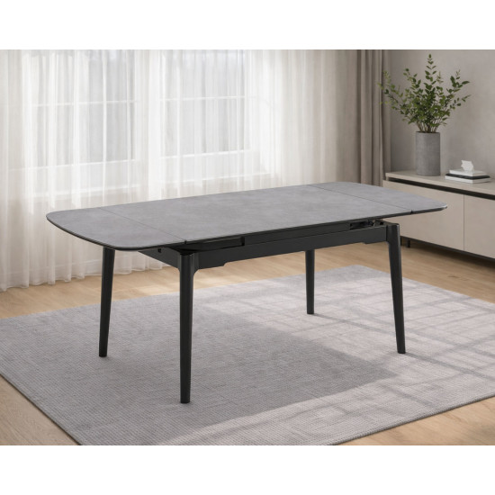 Раскладной обеденный стол DUBLIN CERAMIC 120(180) × 80, светло-серый/черный каркас 3