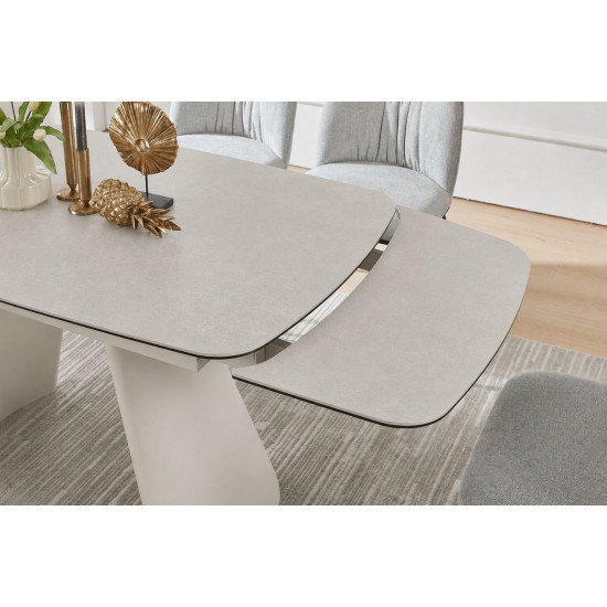 Стіл обідній розкладний BROOKLYN CERAMIC 140(200)*80 сірий мат / кашемір 5