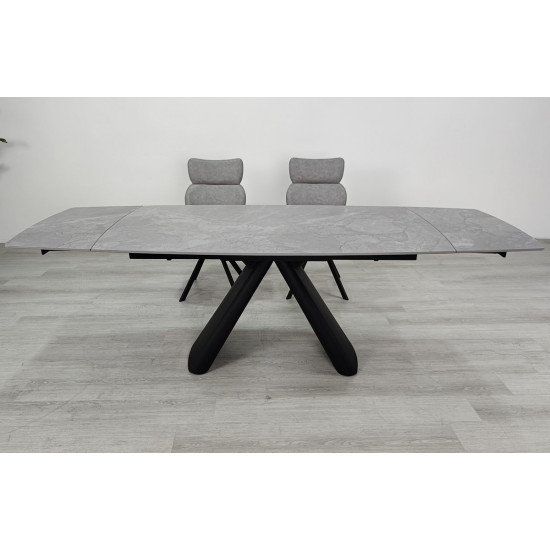 Стіл обідній розкладний GREYSON CERAMIC 160(240)*90 сірий мат/чорний 7