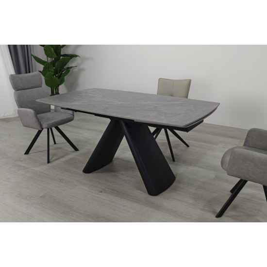 Стіл обідній розкладний GREYSON CERAMIC 160(240)*90 сірий мат/чорний 5
