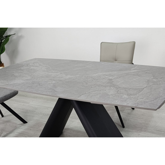 Стіл обідній розкладний GREYSON CERAMIC 160(240)*90 сірий мат/чорний 8