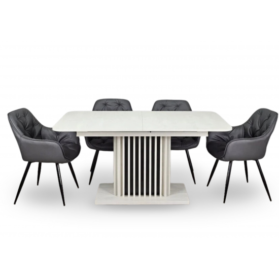 Стіл обідній розкладний CASANDRA S/A MAX 160(210)x90 шовковий камінь / антрацит 2