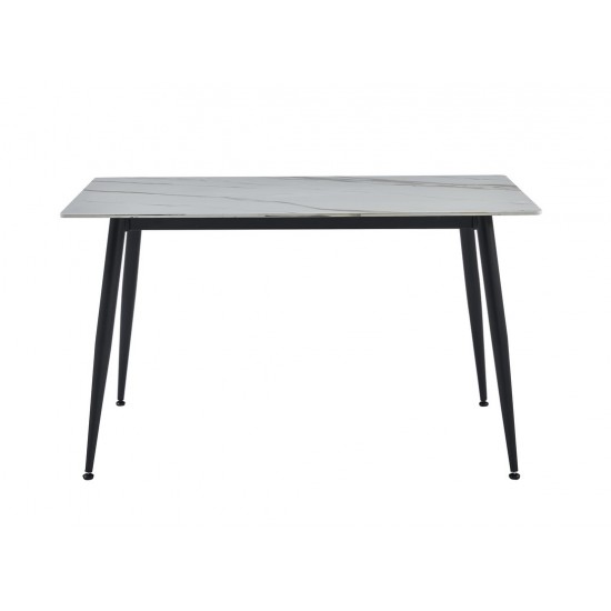 Стол обеденный SABA CERAMIC 130*70 белый глянец / черный каркас 3