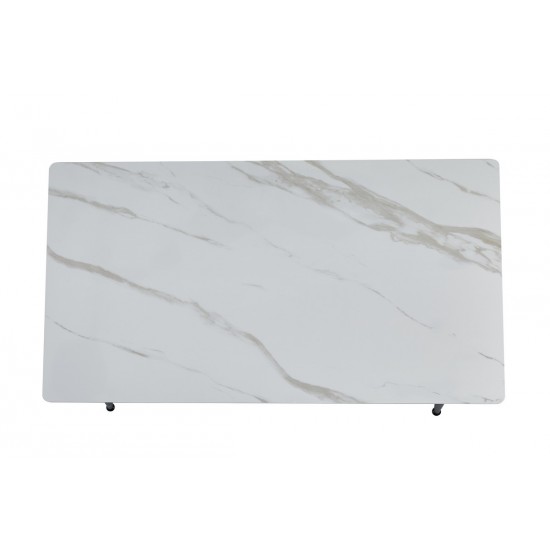 Стол обеденный SABA CERAMIC 130*70 белый глянец / черный каркас 4