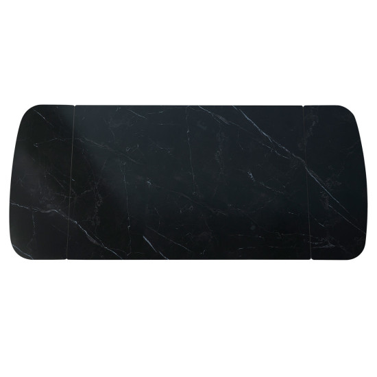 Раскладной обеденный стол DUBLIN CERAMIC 120(180)×80, черный матовый/черный каркас 2