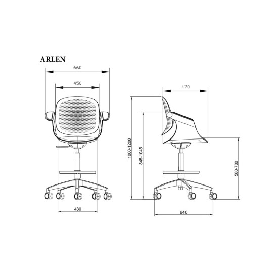 Кресло офисное ARLEN светло-бирюзовое/серая ткань/серый каркас 3