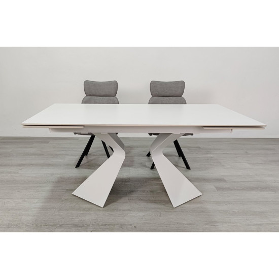 Стіл обідній розкладний LAURA CERAMIC 160(240)*90 білий мат/білий 6