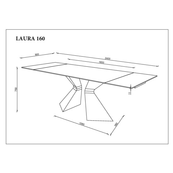 Стіл обідній розкладний LAURA CERAMIC 160(240)*90 білий мат/білий 10