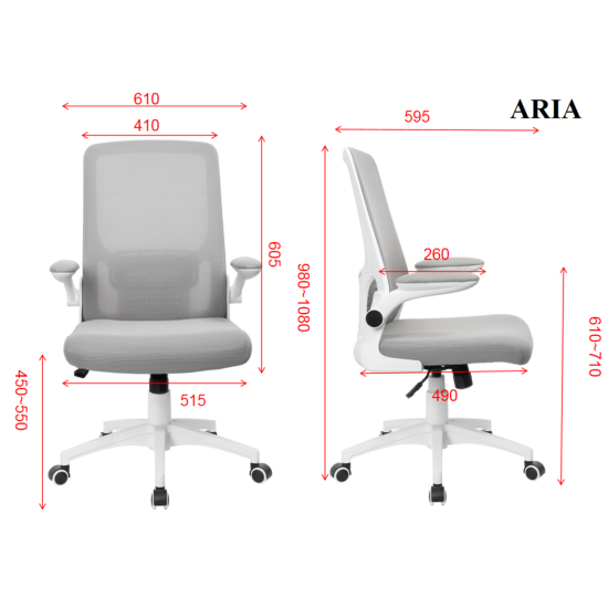 Крісло комп'ютерне ARIA рожеве/білий каркас 5