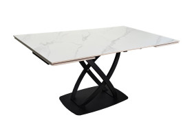 Стіл обідній розкладний HILDA CERAMIC 160(240)*90 білий мат/чорний