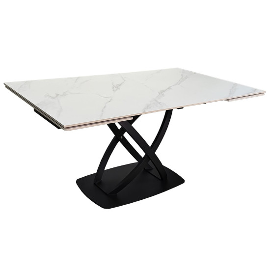 Стіл обідній розкладний HILDA CERAMIC 160(240)*90 білий мат/чорний 1