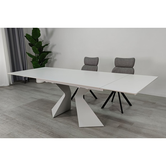 Стіл обідній розкладний LAURA CERAMIC 160(240)*90 білий мат/білий 2