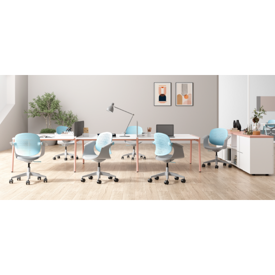 Кресло офисное ARLEN светло-бирюзовое/серая ткань/серый каркас 9