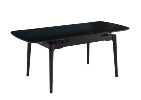 Раскладной обеденный стол DUBLIN CERAMIC 120(180)×80, черный матовый/черный каркас