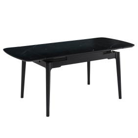 Раскладной обеденный стол DUBLIN CERAMIC 120(180)×80, черный матовый/черный каркас