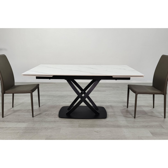 Стіл обідній розкладний HILDA CERAMIC 160(240)*90 білий мат/чорний 5