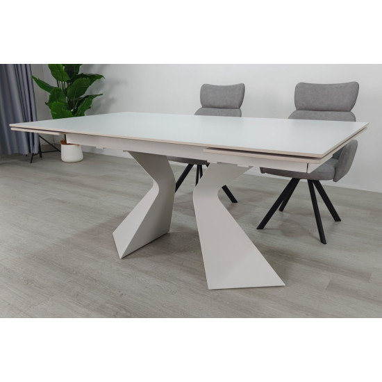 Стіл обідній розкладний LAURA CERAMIC 160(240)*90 білий мат/білий 3