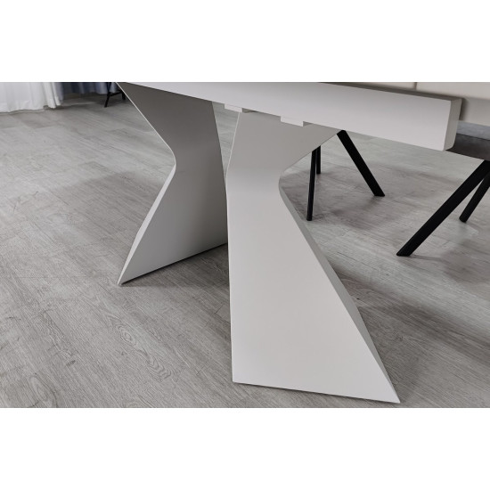 Стіл обідній розкладний LAURA CERAMIC 160(240)*90 білий мат/білий 9