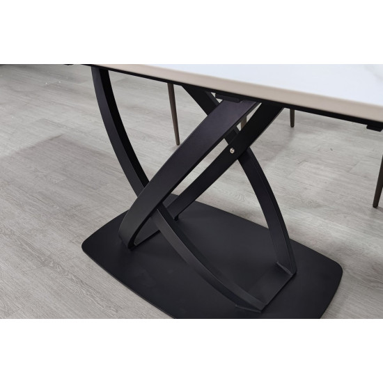 Стіл обідній розкладний HILDA CERAMIC 160(240)*90 білий мат/чорний 7