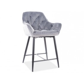 Полубарный стул CHERRY H-2 VELVET черный каркас / серый BLUVEL 14 CHERRYH2VCSZ