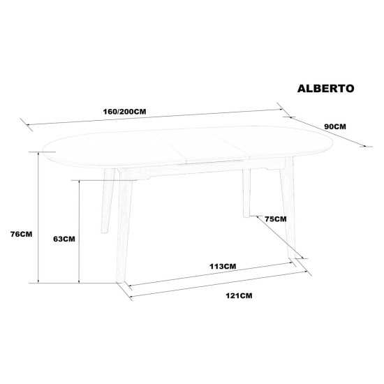 Раскладной обеденный стол ALBERTO CERAMIC 160(200) × 90, бежевый матовый / дерево 8