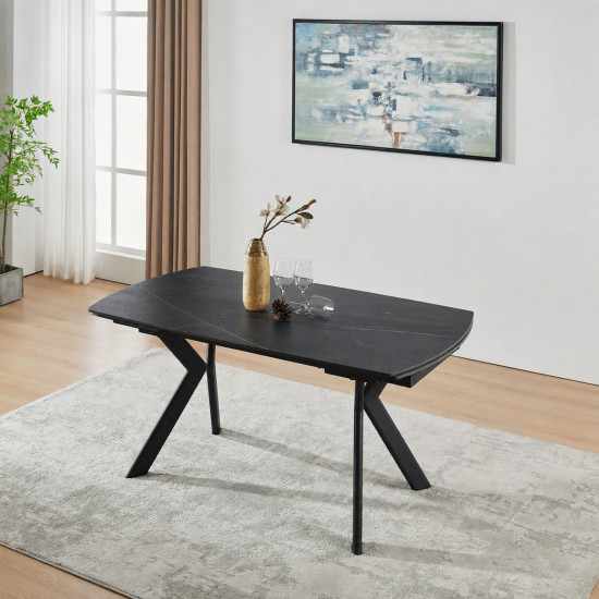 Стол обеденный раскладной NOREEN CERAMIC 140(200)*80 черный / черный 7