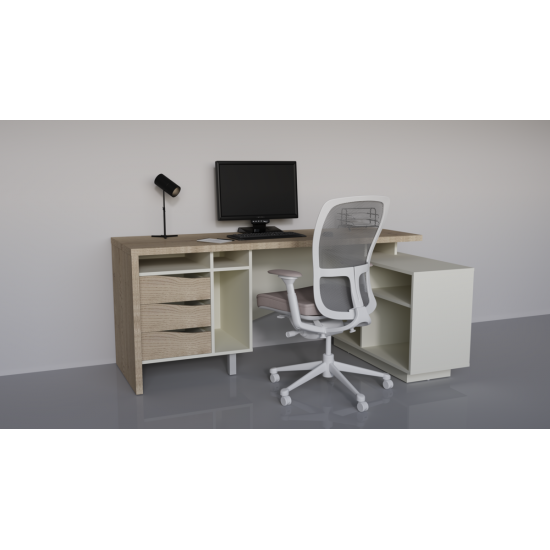 Письменный стол CONNECT 2 R SK 180×78 см. Дуб кремона котта / Стоун беж 2